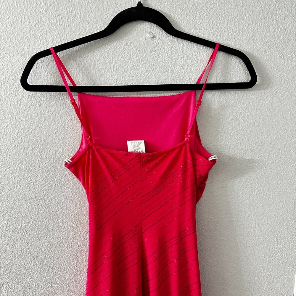 Vtg City Triangles Hot Pink Glitter Asymmetrical Dress XS* Fairycore Whimsical - Picture 5 of 7